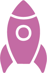 Ícone rosa de foguete