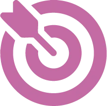 Ícone rosa de flecha no alvo