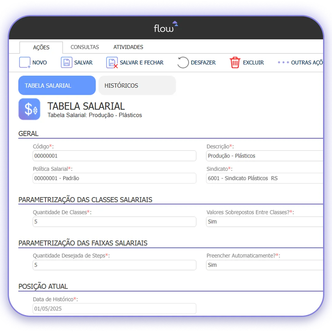 Tela do produto Flow, da Metadados