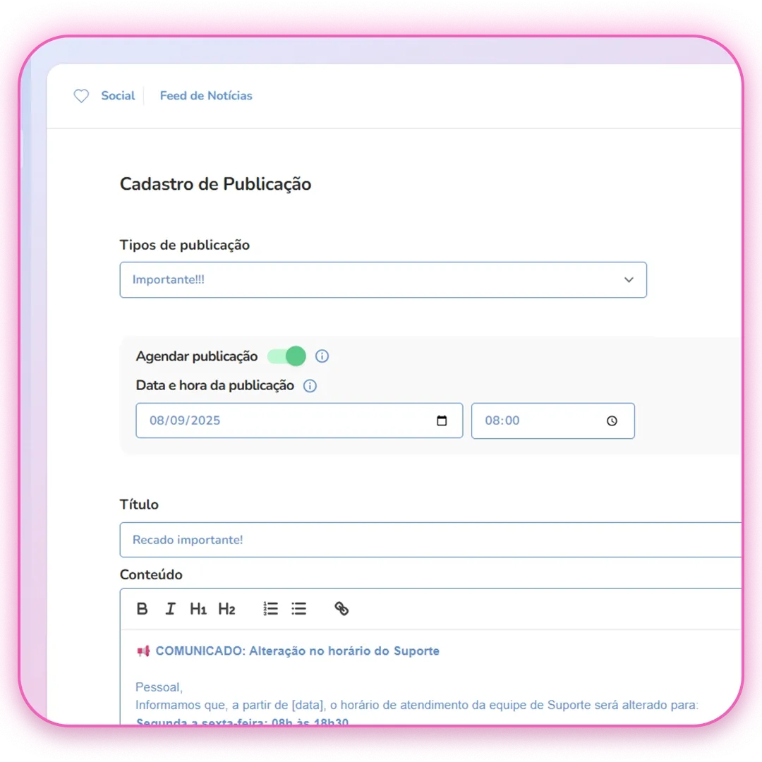 Tela do produto Vibe, da Metadados