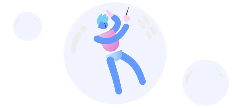 Assédio Moral: ilustração de pessoa presa em uma bolha.