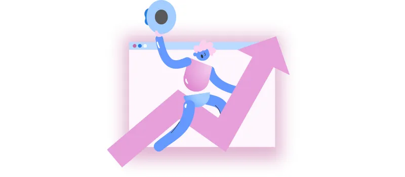 Assiduidade: ilustração de pessoa subindo em gráfico