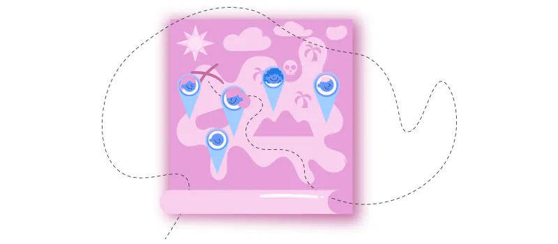 Avaliação 180: ilustração de mapa do tesouro