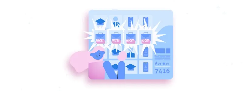 Banco de Talentos: pessoa feliz ao conseguir ganhar no jogo corporativo