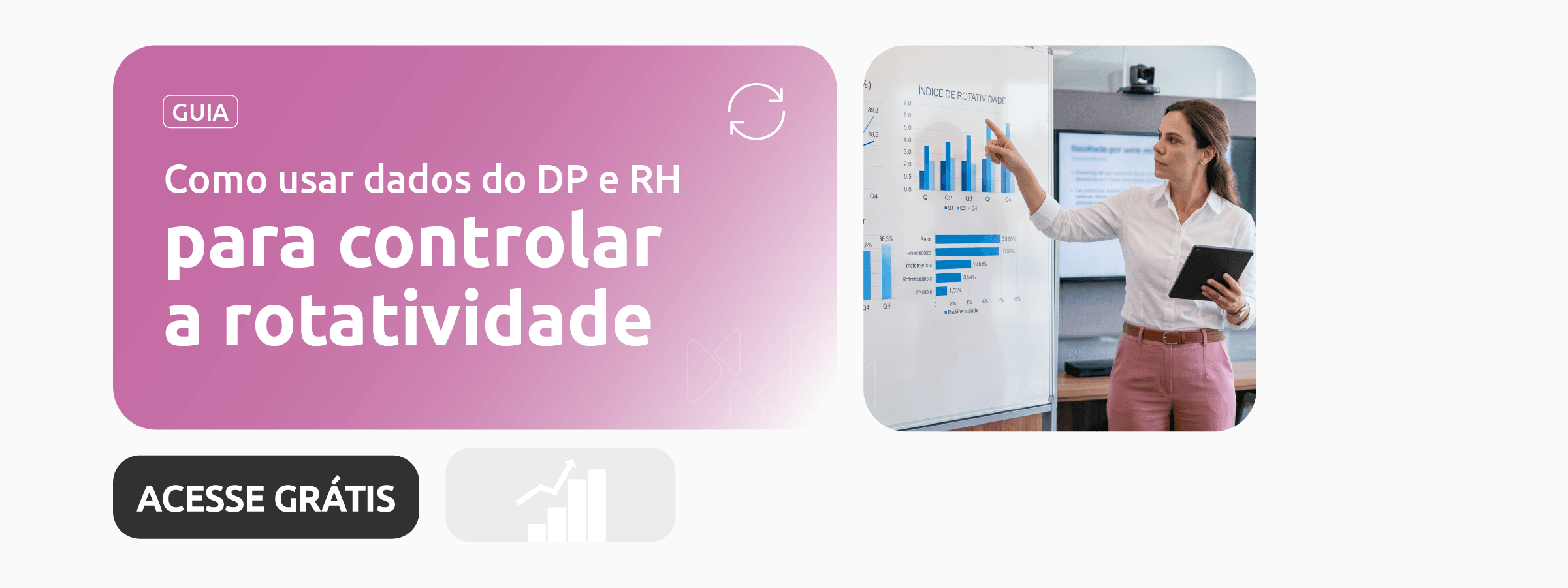 Banner do guia de como controlar a alta rotatividade com dados de DP e RH