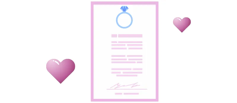 Ilustração de certidão de casamento.