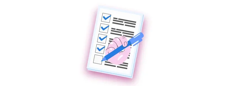 Justa causa: requisitos da lei. Ilustração de mão assinando lista.