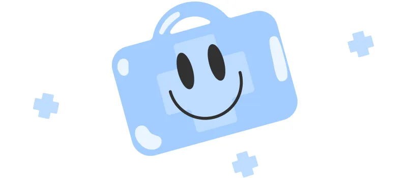 Convênio Médico e Plano de Saúde: imagem de mala de primeiros socorros feliz