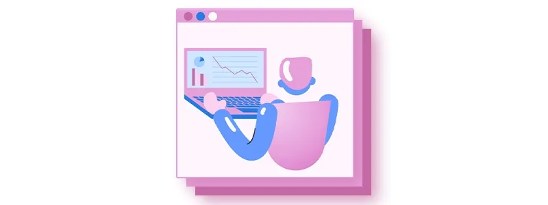 Organograma: ilustração de pessoa analisando dados