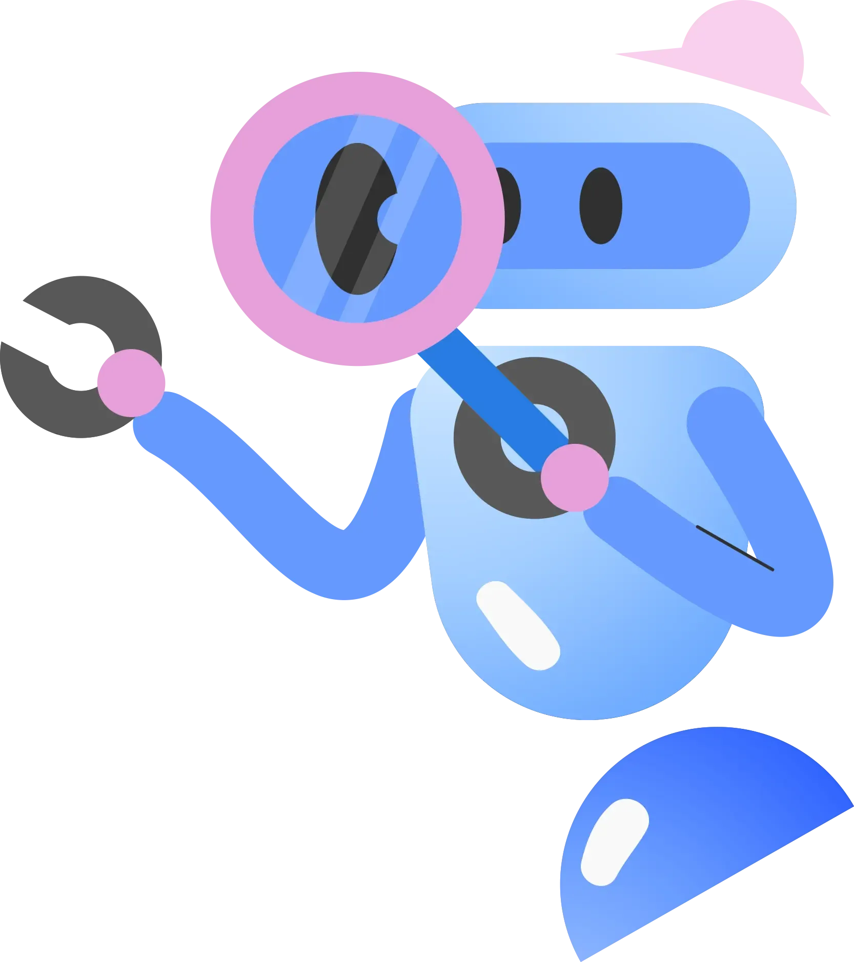 Fraude nas empresas: ilustração de robô analisando algo com lupa