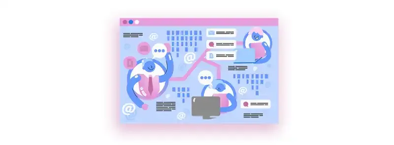 Gamificação nas empresas: ilustração de equipe trabalhando e enviando mensagens