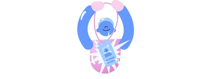 GPTW: Ilustração de homem feliz com o seu crachá da empresa