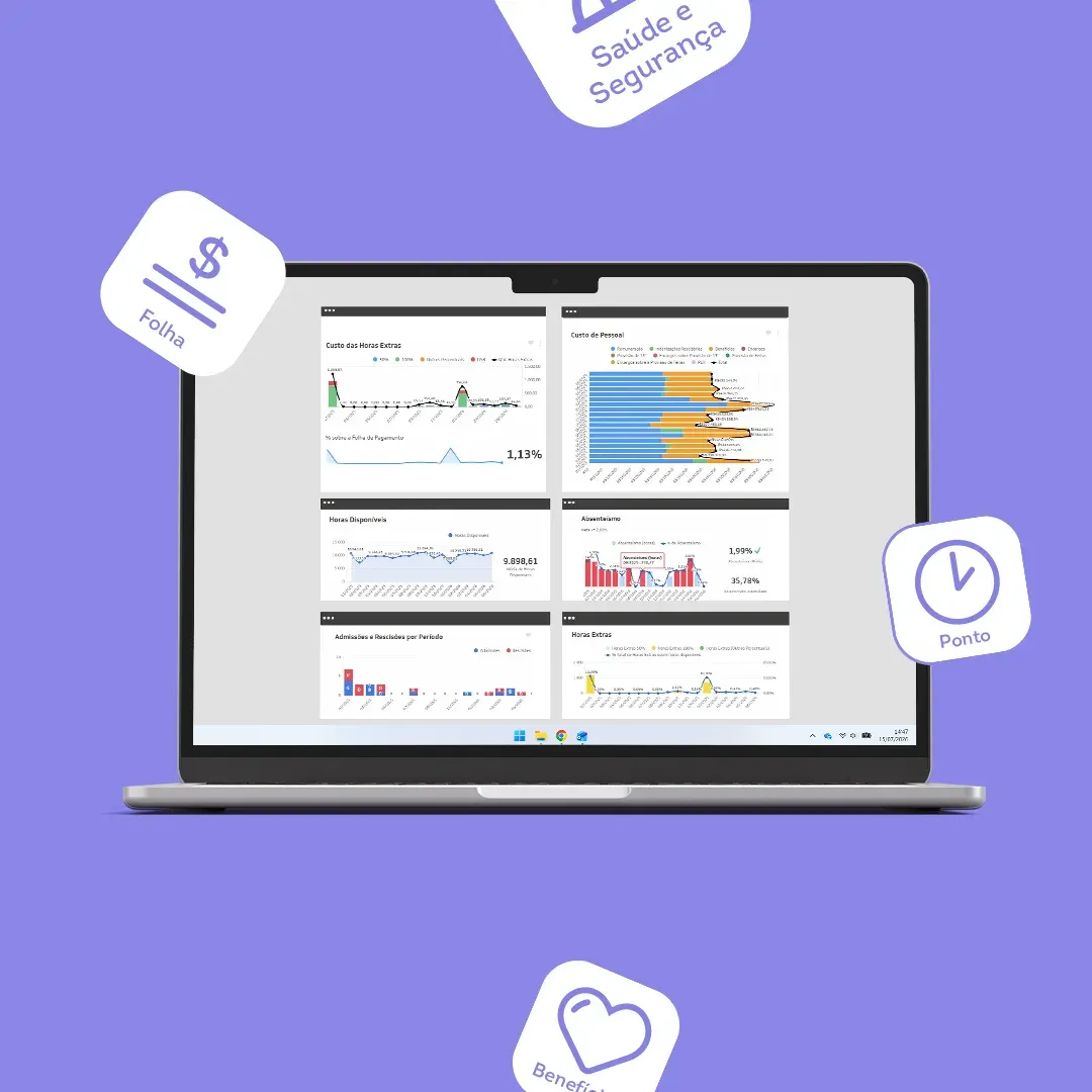 Imagem de notebook com o produto Folha de Pagamento, da Metadados