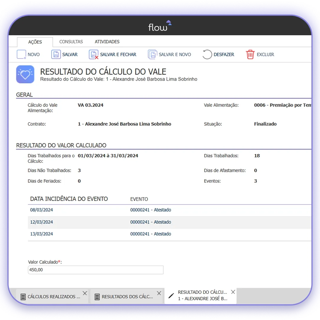 Tela do produto Flow, da Metadados