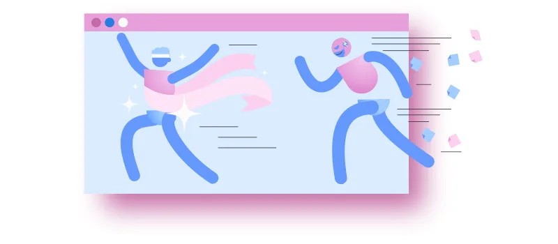 Líder do futuro: ilustração de duas pessoas correndo para a linha de chegada.