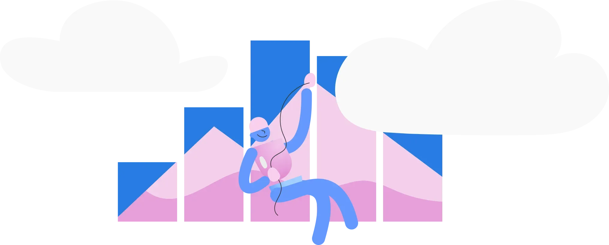 Mapeamento de Competências: ilustração de pessoa escalando uma montanha, representando esforço e dedicação