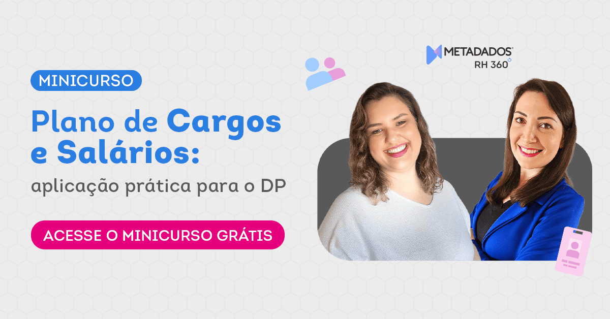 Banner sobre minicurso de cargos e salários da Metadados