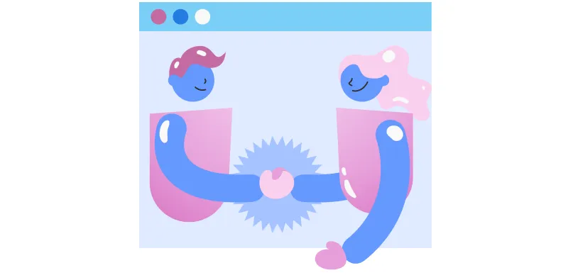 Offboarding: ilustração de duas pessoas apertando as mãos em acordo