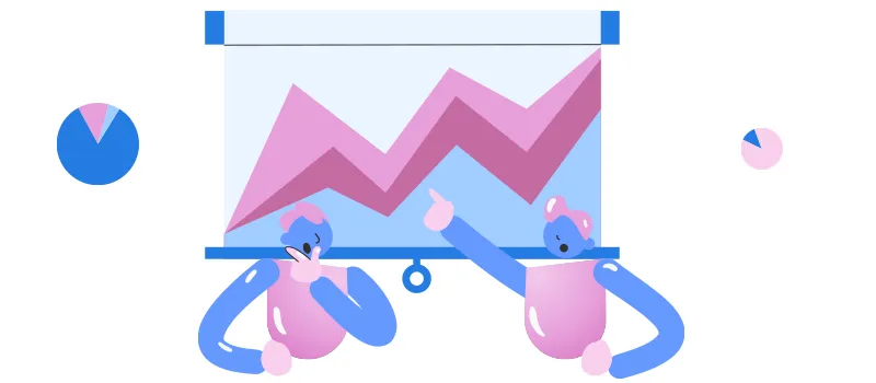 People Analytics e Big Data: ilustração de duas pessoas debatendo sobre os gráficos