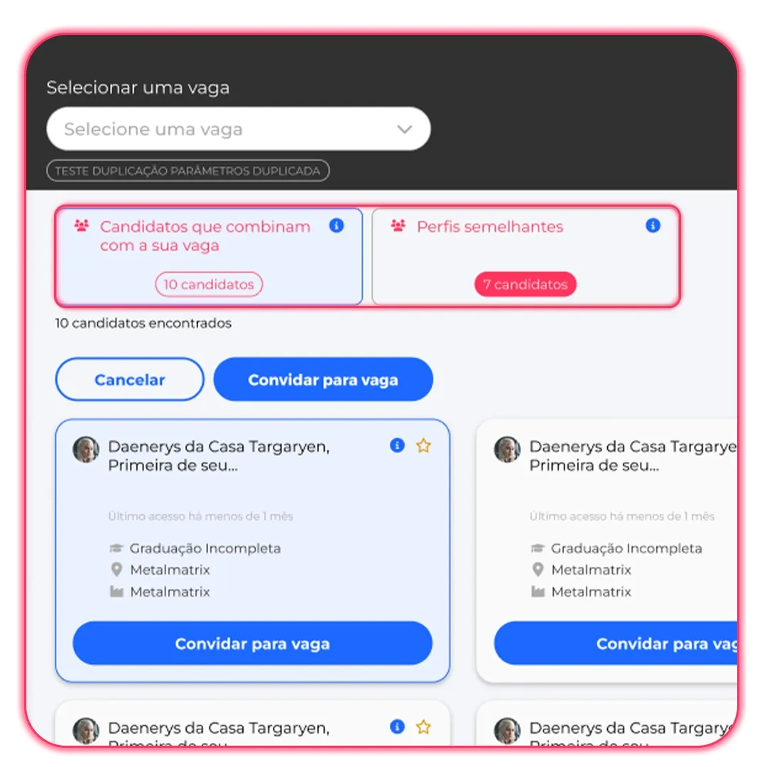 Tela do produto Jobfy, da Metadados