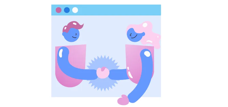 Stakeholder e Shareholder: ilustração de duas pessoas apertando as mãos