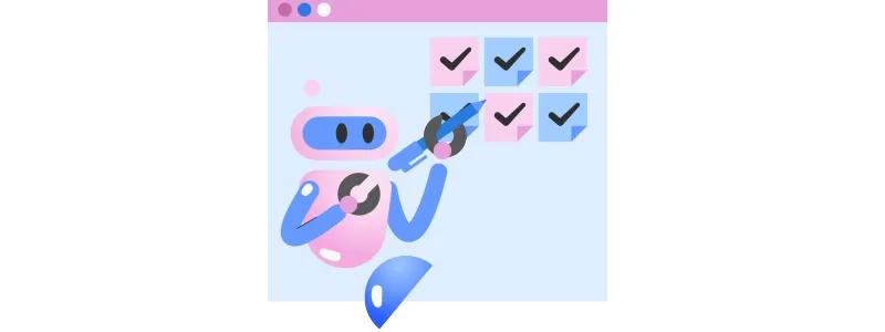 Tipos de remuneração aos colaboradores: ilustração de robô fazendo checklist