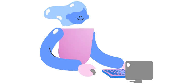 Tipos de mentoria de carreira: ilustração de pessoa feliz enquanto trabalha