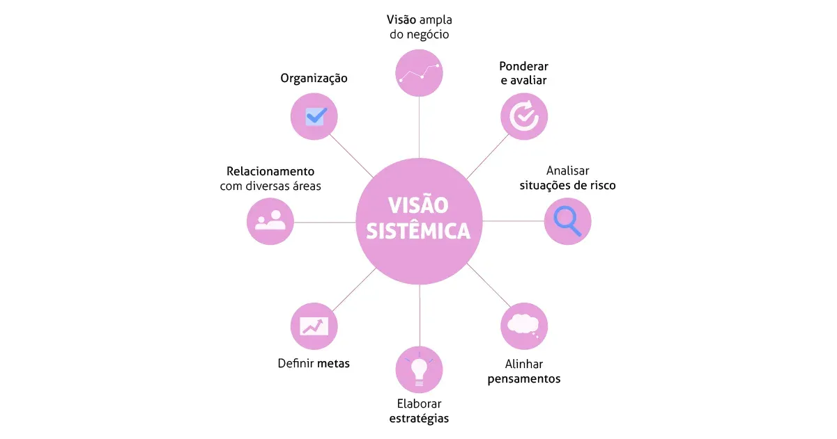 Imagem de Visão Sistêmica: visão ampla, ponderação, análise, organização e relacionamento